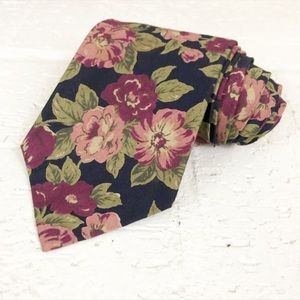 Jos A Banks Men's neck tie Floral 100% cotton navy pink